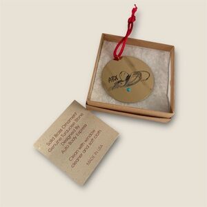 Solid brass and turquoise stone Pendant ornament with cowboy cowgirl hat